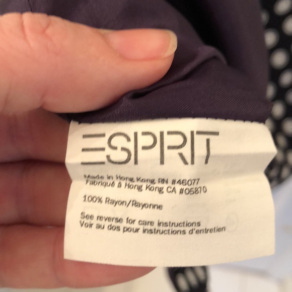 Esprit Navy & White Polka dotted Tailored Mini dress ~ size 3/4 - Picture 10 of 10